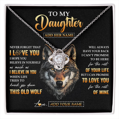 Love Knot Necklace 14K White Gold Finish | 1 | Personalized To My Daughter Gifts From Dad Father Mom Mother Necklace Old Wolf Love You Daughter Birthday Gifts Graduation Christmas Gift Box Message Card | siriusteestore