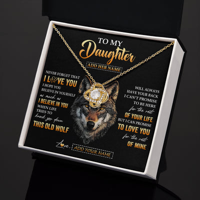 Love Knot Necklace 18K Yellow Gold Finish | 2 | Personalized To My Daughter Gifts From Dad Father Mom Mother Necklace Old Wolf Love You Daughter Birthday Gifts Graduation Christmas Gift Box Message Card | siriusteestore