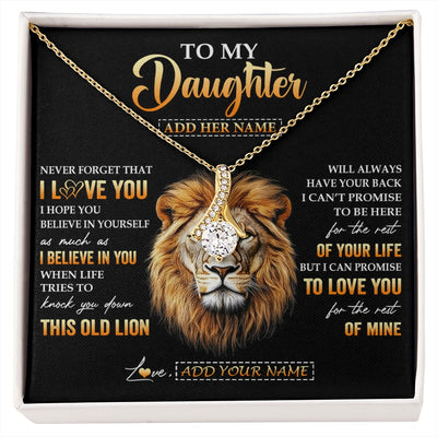 Alluring Beauty Necklace 18K Yellow Gold Finish | 1 | Personalized To My Daughter Gifts From Dad Father Necklace Old Lion Love You Daughter Birthday Gifts Graduation Christmas Customized Gift Box Message Card | siriusteestore.myshopify
