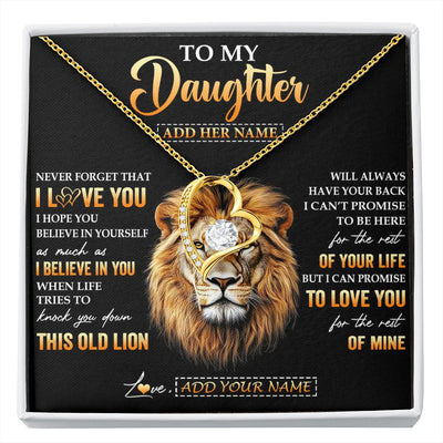 Forever Love Necklace 18K Yellow Gold Finish | 1 | Personalized To My Daughter Gifts From Dad Father Necklace Old Lion Love You Daughter Birthday Gifts Graduation Christmas Customized Gift Box Message Card | siriusteestore.myshopify
