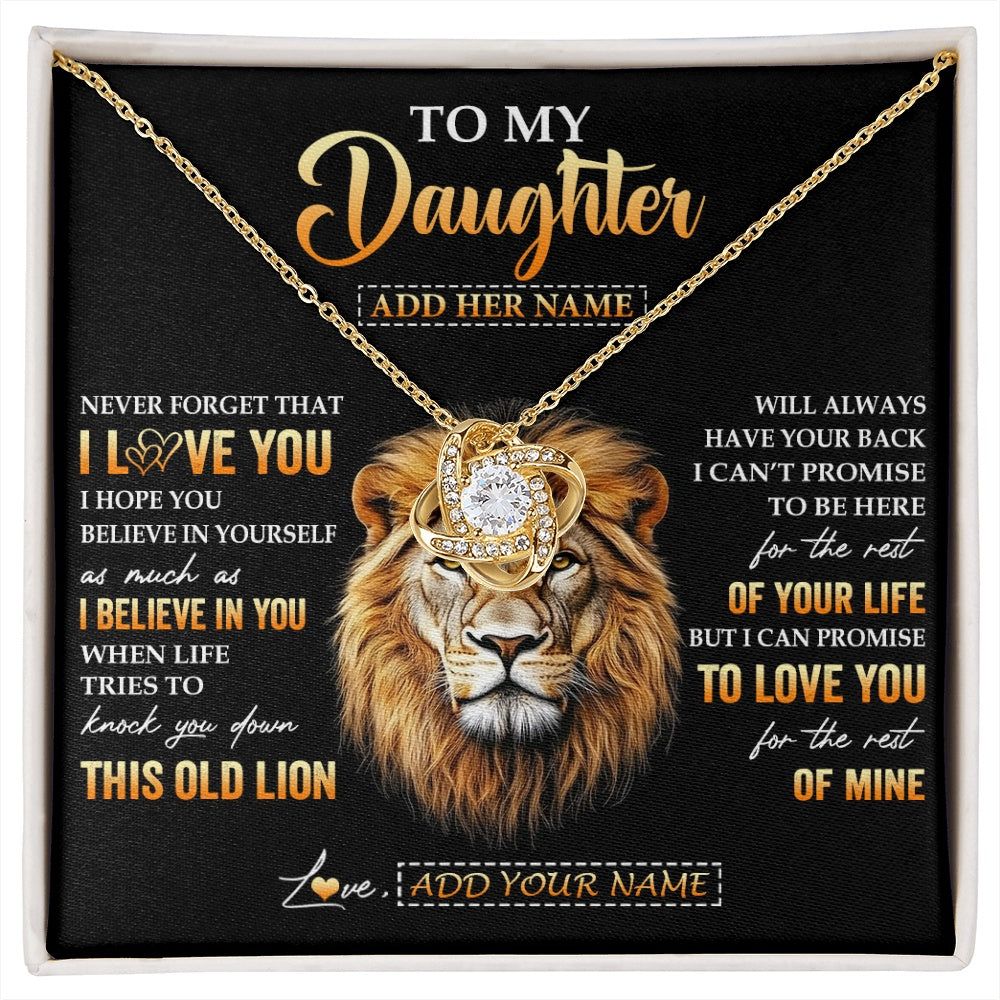 Love Knot Necklace 18K Yellow Gold Finish | 1 | Personalized To My Daughter Gifts From Dad Father Necklace Old Lion Love You Daughter Birthday Gifts Graduation Christmas Customized Gift Box Message Card | siriusteestore.myshopify