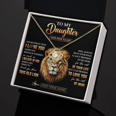 Love Knot Necklace 18K Yellow Gold Finish | 2 | Personalized To My Daughter Gifts From Dad Father Necklace Old Lion Love You Daughter Birthday Gifts Graduation Christmas Customized Gift Box Message Card | siriusteestore.myshopify