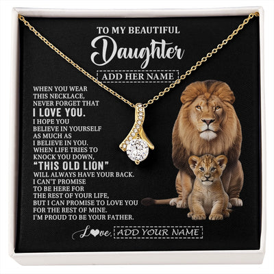 Alluring Beauty Necklace 18K Yellow Gold Finish | 1 | Personalized To My Daughter Gifts From Dad Father Necklace This Old Lion Love You Daughter Birthday Gifts Graduation Christmas Jewelry Gift Box Message Card | https://siriusteestore.