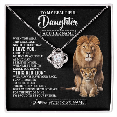 Love Knot Necklace 14K White Gold Finish | 1 | Personalized To My Daughter Gifts From Dad Father Necklace This Old Lion Love You Daughter Birthday Gifts Graduation Christmas Jewelry Gift Box Message Card | https://siriusteestore.