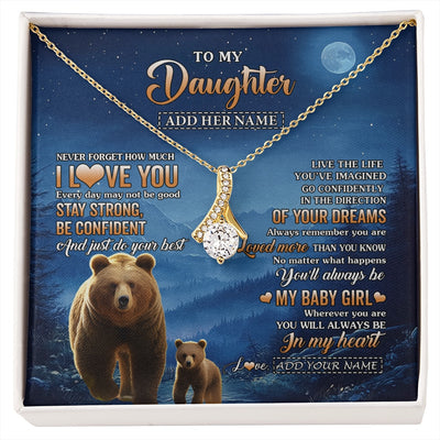 Alluring Beauty Necklace 18K Yellow Gold Finish | 1 | Personalized To My Daughter Gifts From Mom Dad Necklace Bear Never Forget How Much I Love You Daughter Birthday Gifts Christmas Custom Gift Box Message Card | siriusteestore.myshopify
