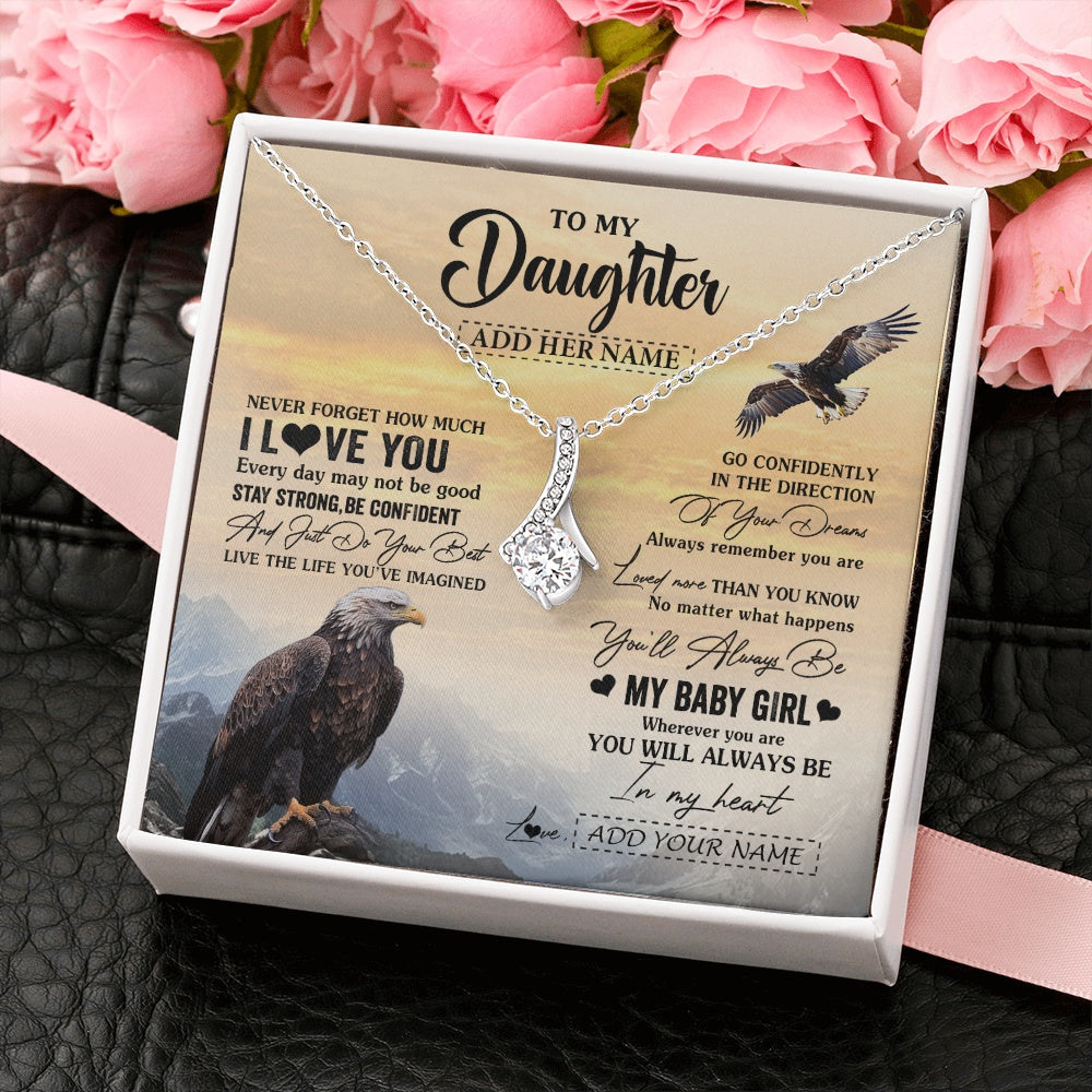Alluring Beauty Necklace 14K White Gold Finish | 2 | Personalized To My Daughter Gifts From Mom Dad Necklace Eagle Never Forget How Much I Love You Daughter Birthday Graduation Christmas Gift Box Message Card | siriusteestore.myshopify