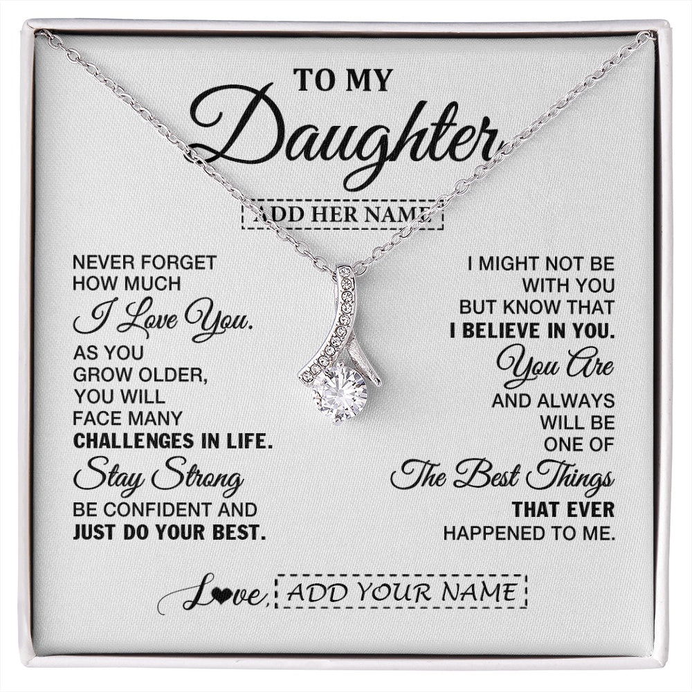Alluring Beauty Necklace 14K White Gold Finish | 1 | Personalized To My Daughter Gifts From Mom Dad Necklace I Love You Thoughtful Keepsake Gift For Daughter Birthday Graduation Christmas Gift Box Message Card | https://siriusteestore.