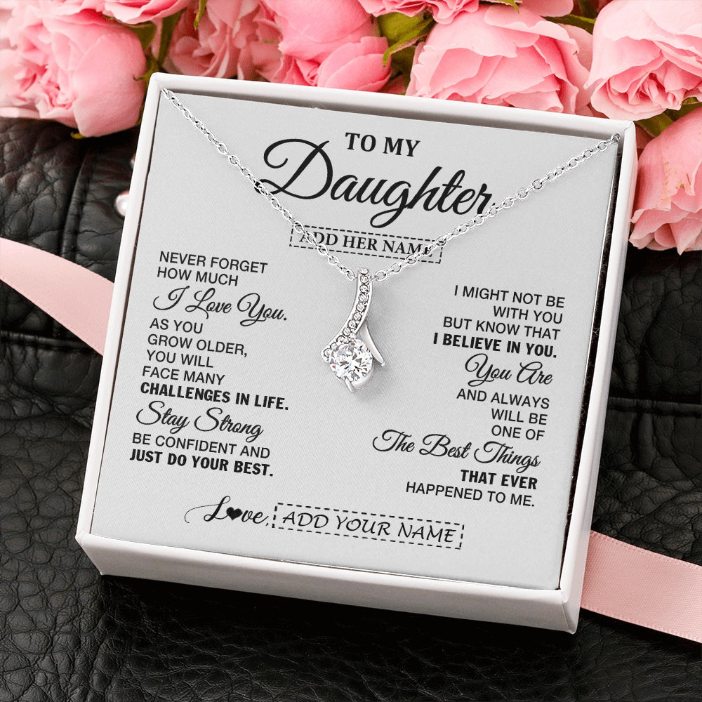 Alluring Beauty Necklace 14K White Gold Finish | 2 | Personalized To My Daughter Gifts From Mom Dad Necklace I Love You Thoughtful Keepsake Gift For Daughter Birthday Graduation Christmas Gift Box Message Card | https://siriusteestore.