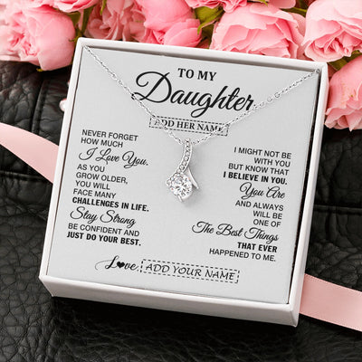 Alluring Beauty Necklace 14K White Gold Finish | 2 | Personalized To My Daughter Gifts From Mom Dad Necklace I Love You Thoughtful Keepsake Gift For Daughter Birthday Graduation Christmas Gift Box Message Card | https://siriusteestore.