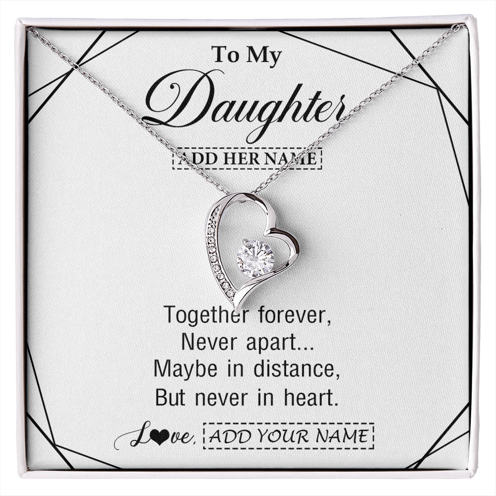 Forever Love Necklace 14K White Gold Finish | 1 | Personalized To My Daughter Gifts From Mom Dad Necklace Together Forever With Heartfelt Message Daughter Birthday Christmas Custom Gift Box Message Card | https://siriusteestore.
