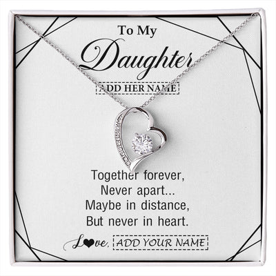 Forever Love Necklace 14K White Gold Finish | 1 | Personalized To My Daughter Gifts From Mom Dad Necklace Together Forever With Heartfelt Message Daughter Birthday Christmas Custom Gift Box Message Card | https://siriusteestore.
