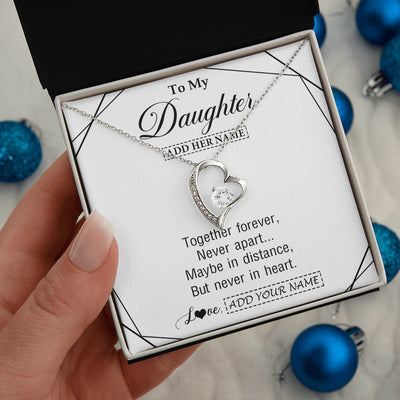 Forever Love Necklace 14K White Gold Finish | 2 | Personalized To My Daughter Gifts From Mom Dad Necklace Together Forever With Heartfelt Message Daughter Birthday Christmas Custom Gift Box Message Card | https://siriusteestore.