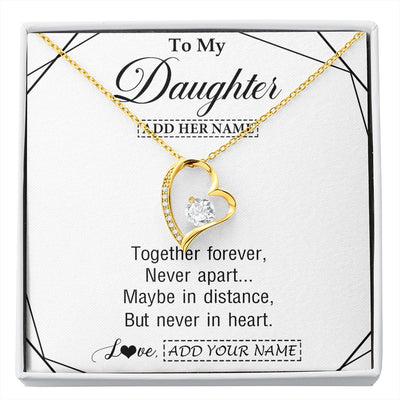Forever Love Necklace 18K Yellow Gold Finish | 1 | Personalized To My Daughter Gifts From Mom Dad Necklace Together Forever With Heartfelt Message Daughter Birthday Christmas Custom Gift Box Message Card | https://siriusteestore.