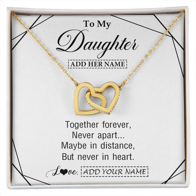 Interlocking Hearts Necklace 18K Yellow Gold Finish | 1 | Personalized To My Daughter Gifts From Mom Dad Necklace Together Forever With Heartfelt Message Daughter Birthday Christmas Custom Gift Box Message Card | https://siriusteestore.