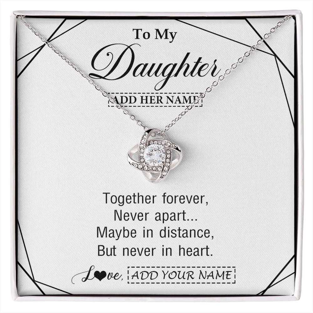 Love Knot Necklace 14K White Gold Finish | 1 | Personalized To My Daughter Gifts From Mom Dad Necklace Together Forever With Heartfelt Message Daughter Birthday Christmas Custom Gift Box Message Card | https://siriusteestore.