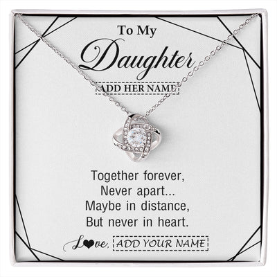 Love Knot Necklace 14K White Gold Finish | 1 | Personalized To My Daughter Gifts From Mom Dad Necklace Together Forever With Heartfelt Message Daughter Birthday Christmas Custom Gift Box Message Card | https://siriusteestore.