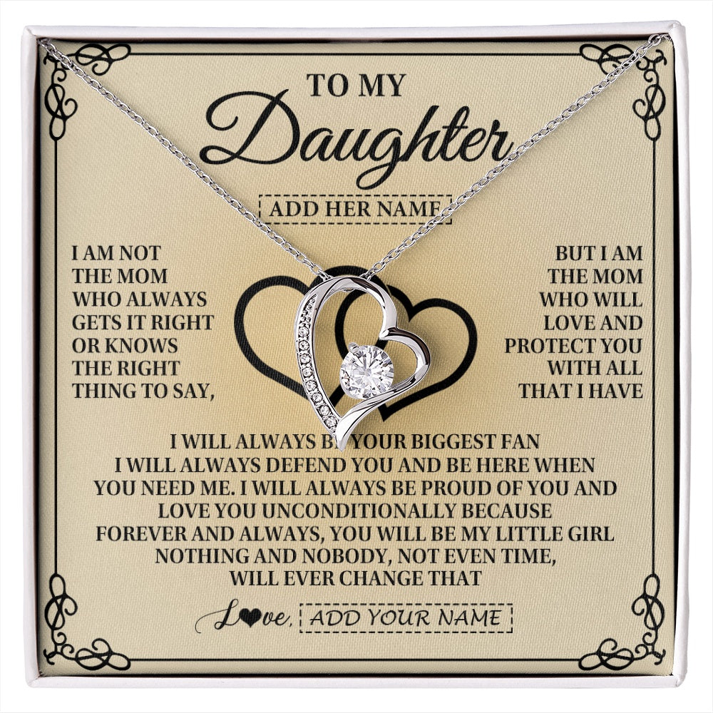 Forever Love Necklace 14K White Gold Finish | 1 | Personalized To My Daughter Gifts From Mom Daughter Birthday Gifts Jewelry For Women Mother Pendant Necklace Christmas Custom Gift Box Message Card | https://siriusteestore.