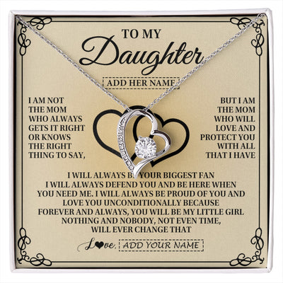 Forever Love Necklace 14K White Gold Finish | 1 | Personalized To My Daughter Gifts From Mom Daughter Birthday Gifts Jewelry For Women Mother Pendant Necklace Christmas Custom Gift Box Message Card | https://siriusteestore.