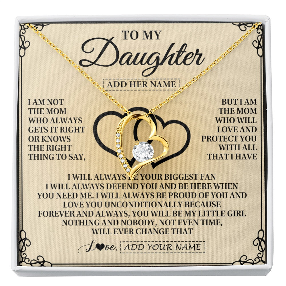 Forever Love Necklace 18K Yellow Gold Finish | 1 | Personalized To My Daughter Gifts From Mom Daughter Birthday Gifts Jewelry For Women Mother Pendant Necklace Christmas Custom Gift Box Message Card | https://siriusteestore.