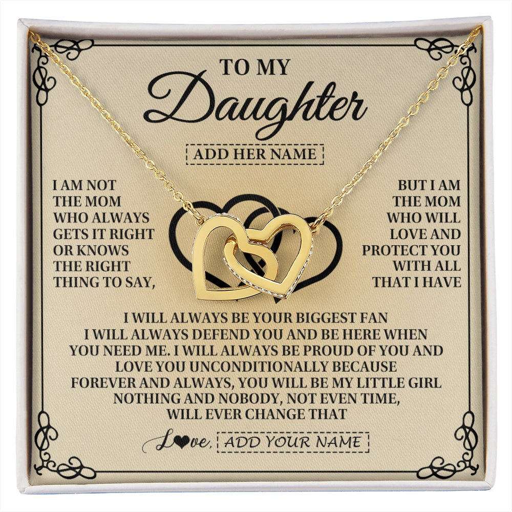 Interlocking Hearts Necklace 18K Yellow Gold Finish | 1 | Personalized To My Daughter Gifts From Mom Daughter Birthday Gifts Jewelry For Women Mother Pendant Necklace Christmas Custom Gift Box Message Card | https://siriusteestore.