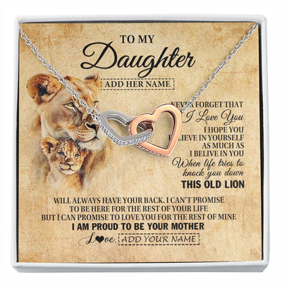 Interlocking Hearts Necklace Stainless Steel & Rose Gold Finish | 1 | Personalized To My Daughter Gifts From Mom Mother Lion Necklace I Love You Daughter Birthday Gifts From Mom Graduation Christmas Custom Gift Box Message Card | siriusteestore.myshopify