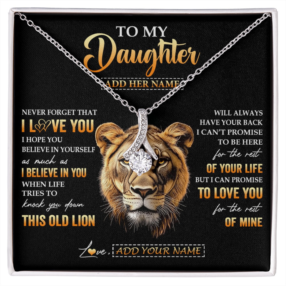 Alluring Beauty Necklace 14K White Gold Finish | 1 | Personalized To My Daughter Gifts From Mom Mother Necklace Old Lion Love You Daughter Birthday Gifts Graduation Christmas Customized Gift Box Message Card | siriusteestore.myshopify