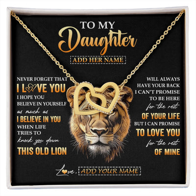 Interlocking Hearts Necklace 18K Yellow Gold Finish | 1 | Personalized To My Daughter Gifts From Mom Mother Necklace Old Lion Love You Daughter Birthday Gifts Graduation Christmas Customized Gift Box Message Card | siriusteestore.myshopify