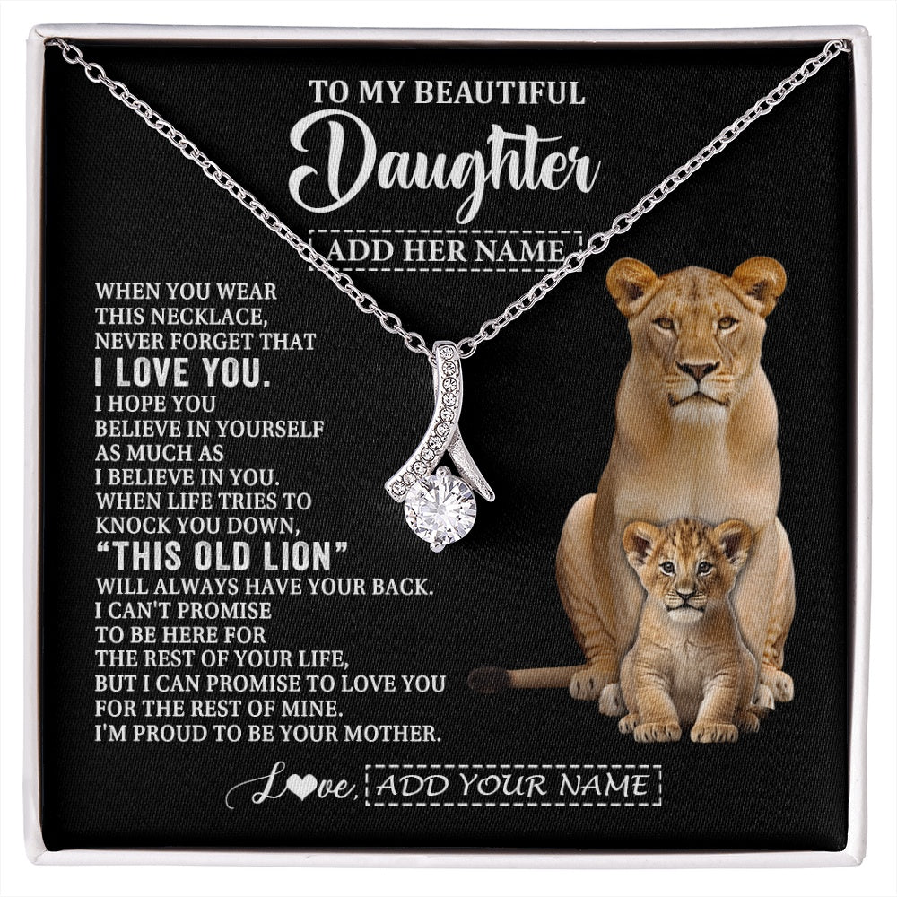 Alluring Beauty Necklace 14K White Gold Finish | 1 | Personalized To My Daughter Gifts From Mom Mother Necklace This Old Lion Love You Daughter Birthday Gifts Graduation Christmas Jewelry Gift Box Message Card | https://siriusteestore.