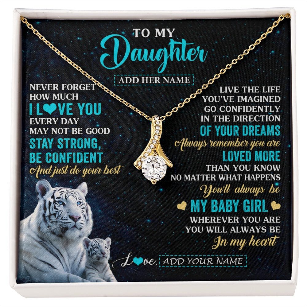 Alluring Beauty Necklace 18K Yellow Gold Finish | 1 | Personalized To My Daughter Gifts From Mom Necklace White Tiger Never Forget How Much I Love You Daughter Birthday Graduation Christmas Gift Box Message Card | siriusteestore.myshopify
