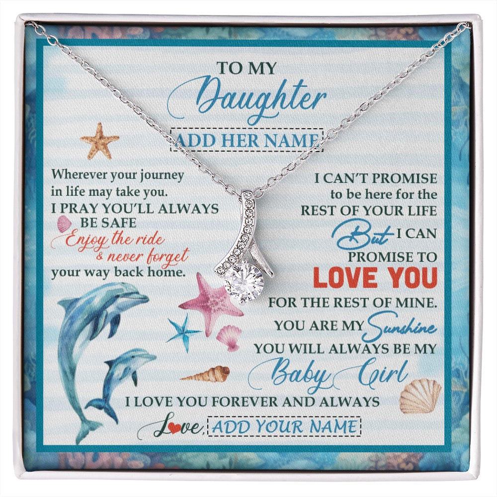 Alluring Beauty Necklace 14K White Gold Finish | 1 | Personalized To My Daughter Gifts Necklace Dolphin From Mom Dad My Sunshine For Jewelry Daughter Birthday Gift Christmas Custom Gift Box Message Card | https://siriusteestore.