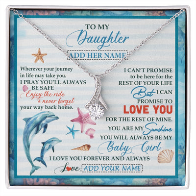 Alluring Beauty Necklace 14K White Gold Finish | 1 | Personalized To My Daughter Gifts Necklace Dolphin From Mom Dad My Sunshine For Jewelry Daughter Birthday Gift Christmas Custom Gift Box Message Card | https://siriusteestore.