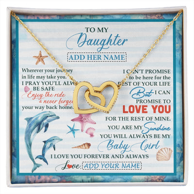 Interlocking Hearts Necklace 18K Yellow Gold Finish | 1 | Personalized To My Daughter Gifts Necklace Dolphin From Mom Dad My Sunshine For Jewelry Daughter Birthday Gift Christmas Custom Gift Box Message Card | https://siriusteestore.
