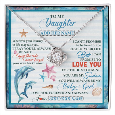 Love Knot Necklace 14K White Gold Finish | 1 | Personalized To My Daughter Gifts Necklace Dolphin From Mom Dad My Sunshine For Jewelry Daughter Birthday Gift Christmas Custom Gift Box Message Card | https://siriusteestore.