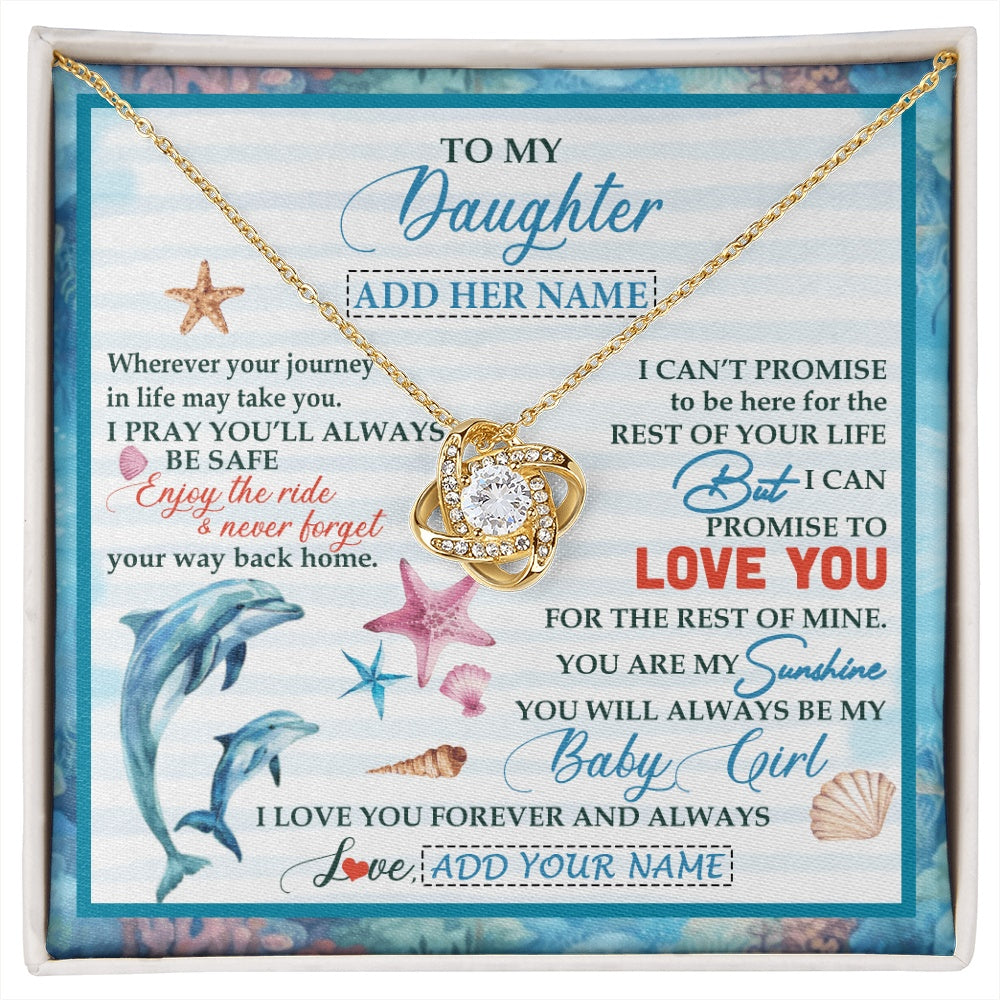 Love Knot Necklace 18K Yellow Gold Finish | 1 | Personalized To My Daughter Gifts Necklace Dolphin From Mom Dad My Sunshine For Jewelry Daughter Birthday Gift Christmas Custom Gift Box Message Card | https://siriusteestore.