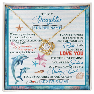 Love Knot Necklace 18K Yellow Gold Finish | 1 | Personalized To My Daughter Gifts Necklace Dolphin From Mom Dad My Sunshine For Jewelry Daughter Birthday Gift Christmas Custom Gift Box Message Card | https://siriusteestore.