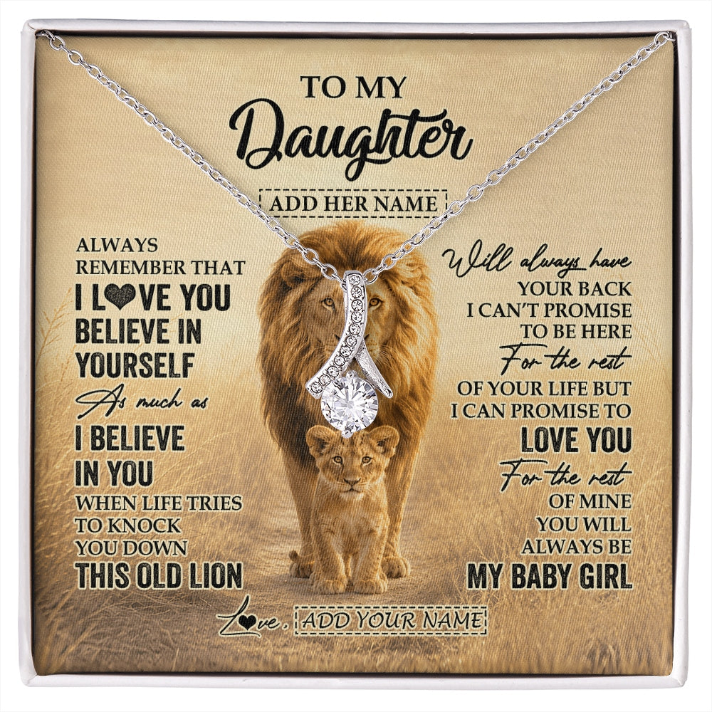 Alluring Beauty Necklace 14K White Gold Finish | 1 | Personalized To My Daughter Gifts Necklace From Dad Father Always Remember Lion Gifts For Daughter Birthday Graduation Christmas Custom Gift Box Message Card | https://siriusteestore.