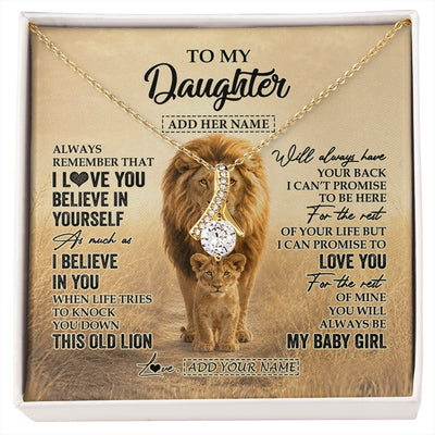 Alluring Beauty Necklace 18K Yellow Gold Finish | 1 | Personalized To My Daughter Gifts Necklace From Dad Father Always Remember Lion Gifts For Daughter Birthday Graduation Christmas Custom Gift Box Message Card | https://siriusteestore.