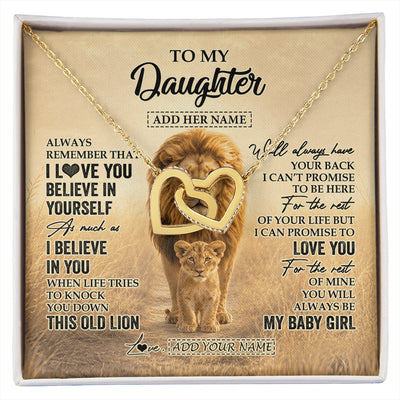 Interlocking Hearts Necklace 18K Yellow Gold Finish | 1 | Personalized To My Daughter Gifts Necklace From Dad Father Always Remember Lion Gifts For Daughter Birthday Graduation Christmas Custom Gift Box Message Card | https://siriusteestore.