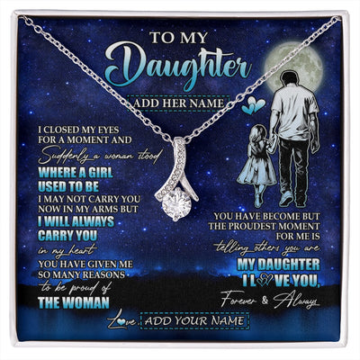 Alluring Beauty Necklace 14K White Gold Finish | 1 | Personalized To My Daughter Gifts Necklace From Dad Father I Closed My Eyes For A Moment Daughter Birthday Graduation Christmas Custom Gift Box Message Card | siriusteestore.myshopify