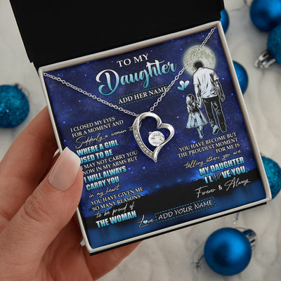 Forever Love Necklace 14K White Gold Finish | 2 | Personalized To My Daughter Gifts Necklace From Dad Father I Closed My Eyes For A Moment Daughter Birthday Graduation Christmas Custom Gift Box Message Card | siriusteestore.myshopify