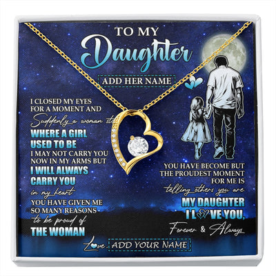Forever Love Necklace 18K Yellow Gold Finish | 1 | Personalized To My Daughter Gifts Necklace From Dad Father I Closed My Eyes For A Moment Daughter Birthday Graduation Christmas Custom Gift Box Message Card | siriusteestore.myshopify