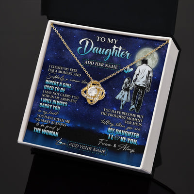 Love Knot Necklace 18K Yellow Gold Finish | 2 | Personalized To My Daughter Gifts Necklace From Dad Father I Closed My Eyes For A Moment Daughter Birthday Graduation Christmas Custom Gift Box Message Card | siriusteestore.myshopify