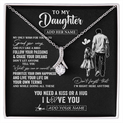 Alluring Beauty Necklace 14K White Gold Finish | 1 | Personalized To My Daughter Gifts Necklace From Dad Father My Only Wish For You Daughter Birthday Gifts Graduation Christmas Customized Gift Box Message Card | siriusteestore.myshopify