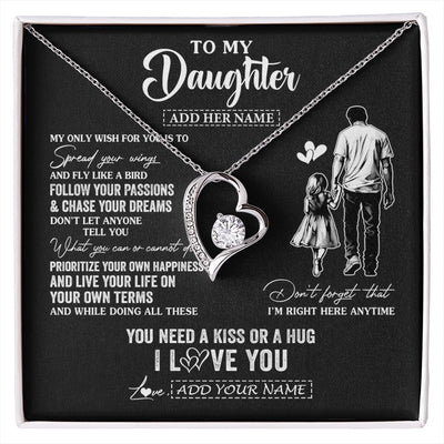 Forever Love Necklace 14K White Gold Finish | 1 | Personalized To My Daughter Gifts Necklace From Dad Father My Only Wish For You Daughter Birthday Gifts Graduation Christmas Customized Gift Box Message Card | siriusteestore.myshopify