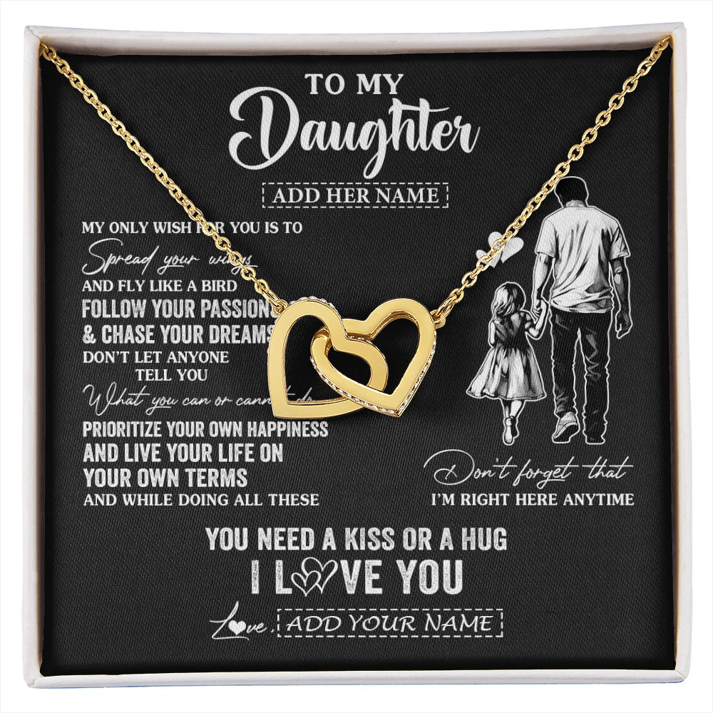Interlocking Hearts Necklace 18K Yellow Gold Finish | 1 | Personalized To My Daughter Gifts Necklace From Dad Father My Only Wish For You Daughter Birthday Gifts Graduation Christmas Customized Gift Box Message Card | siriusteestore.myshopify