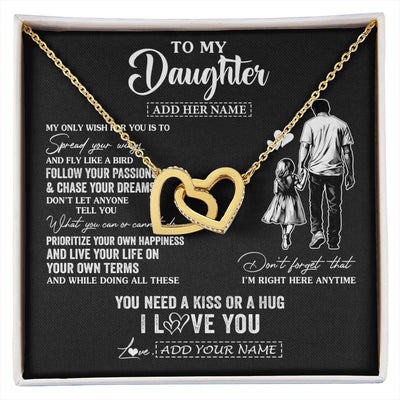 Interlocking Hearts Necklace 18K Yellow Gold Finish | 1 | Personalized To My Daughter Gifts Necklace From Dad Father My Only Wish For You Daughter Birthday Gifts Graduation Christmas Customized Gift Box Message Card | siriusteestore.myshopify