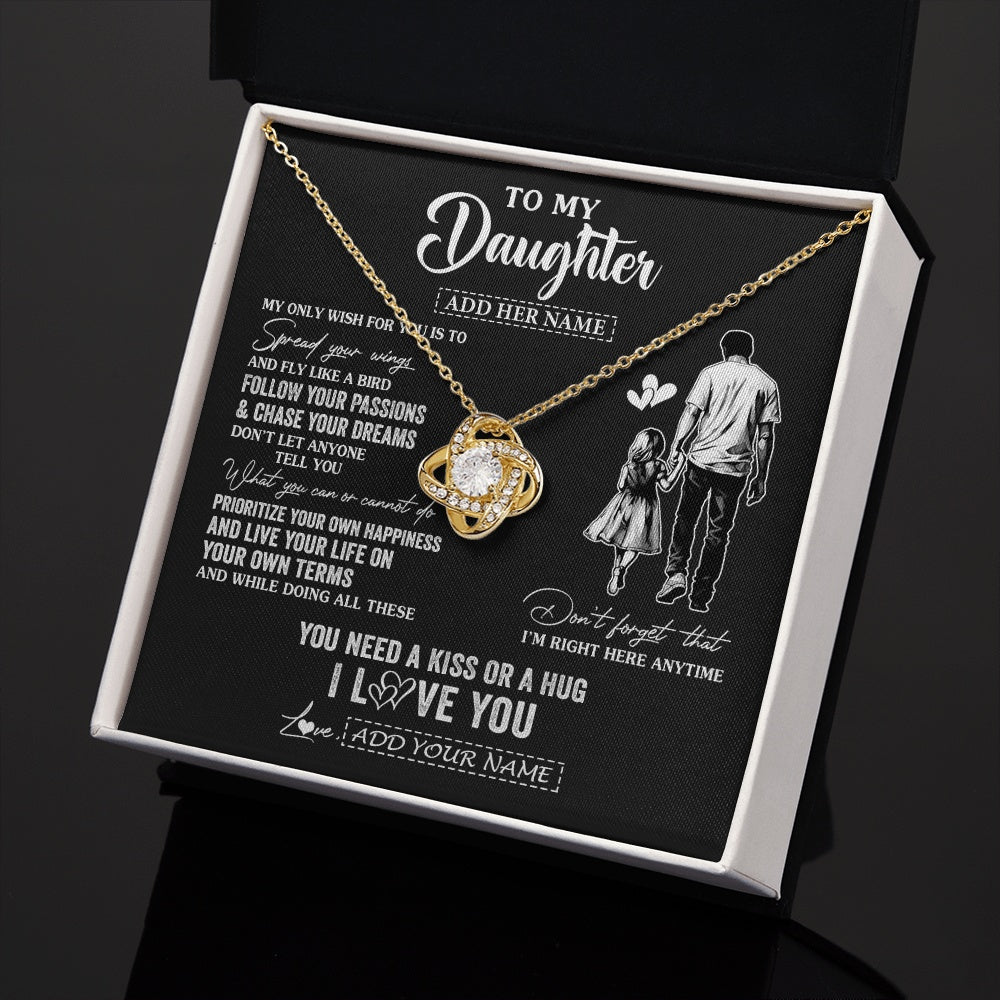 Love Knot Necklace 18K Yellow Gold Finish | 2 | Personalized To My Daughter Gifts Necklace From Dad Father My Only Wish For You Daughter Birthday Gifts Graduation Christmas Customized Gift Box Message Card | siriusteestore.myshopify