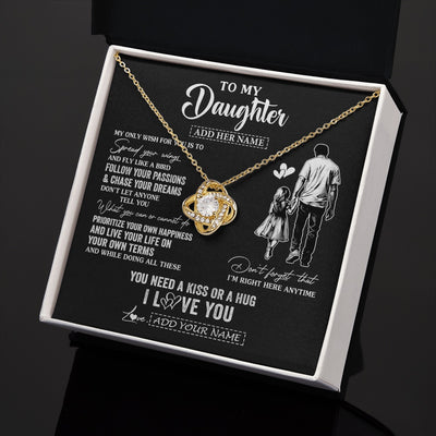 Love Knot Necklace 18K Yellow Gold Finish | 2 | Personalized To My Daughter Gifts Necklace From Dad Father My Only Wish For You Daughter Birthday Gifts Graduation Christmas Customized Gift Box Message Card | siriusteestore.myshopify