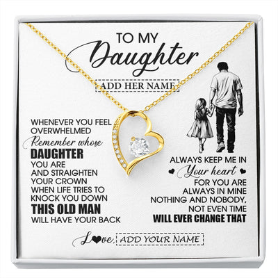 Forever Love Necklace 18K Yellow Gold Finish | 1 | Personalized To My Daughter Gifts Necklace From Dad Father Whenever Man Unique Birthday Gifts For Daughter Graduation Christmas Custom Gift Box Message Card | siriusteestore.myshopify