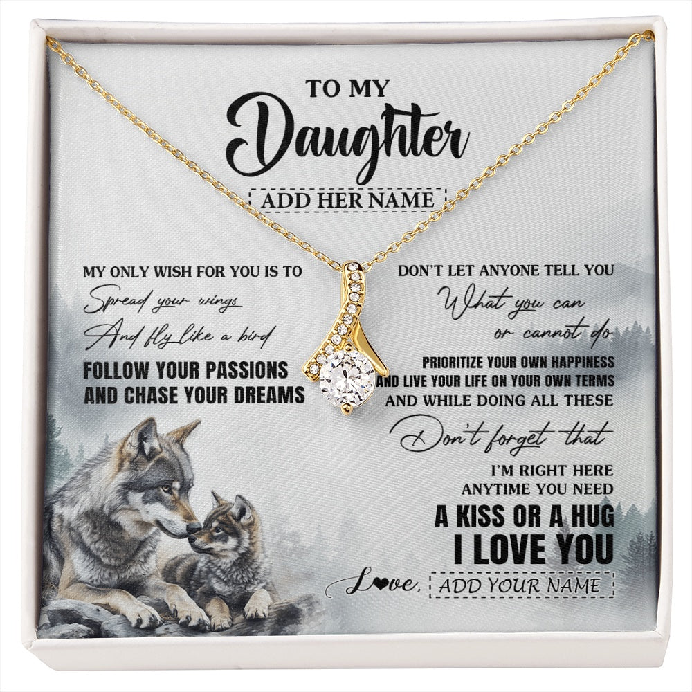 Alluring Beauty Necklace 18K Yellow Gold Finish | 1 | Personalized To My Daughter Gifts Necklace From Dad Mom Wolf My Only Wish For You Daughter Birthday Gifts Graduation Christmas Customized Gift Box Message Card | https://siriusteestore.